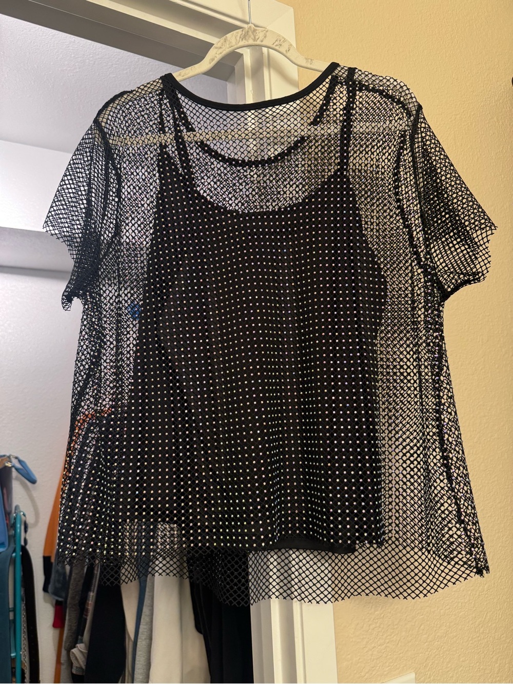 torrid Black Mesh Overlay Tank with Sparkle Cami